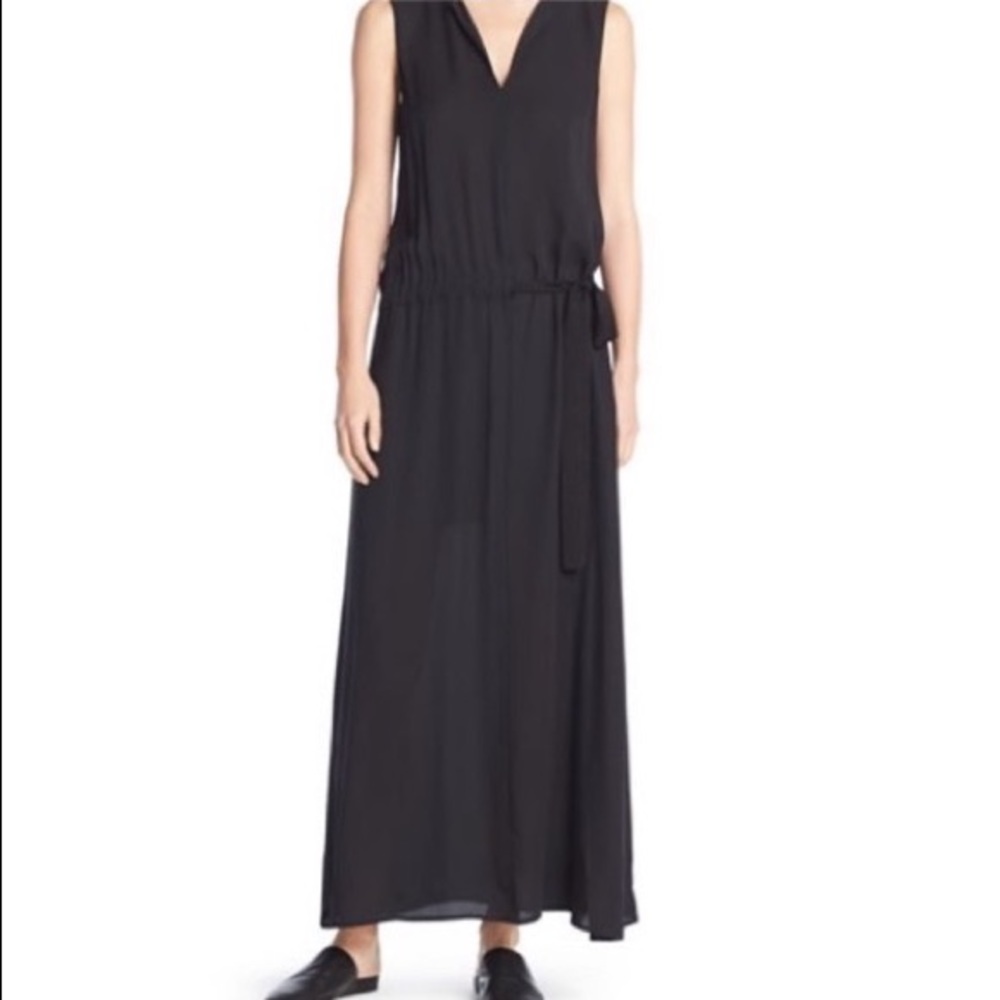Vince Sleeveless Black Silk Maxi Dress
